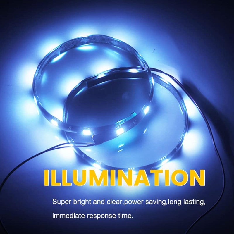 YM EBright Led Strip Lights for Cars 27CM 5050 15SMD 300Lumen Waterproof Car Underglow Lights- Motorcycles Golf Cart Boat Led Interior Exterior Lights Strip Decoration DC-12V Ice Blue,Pack of 4 - Image 4